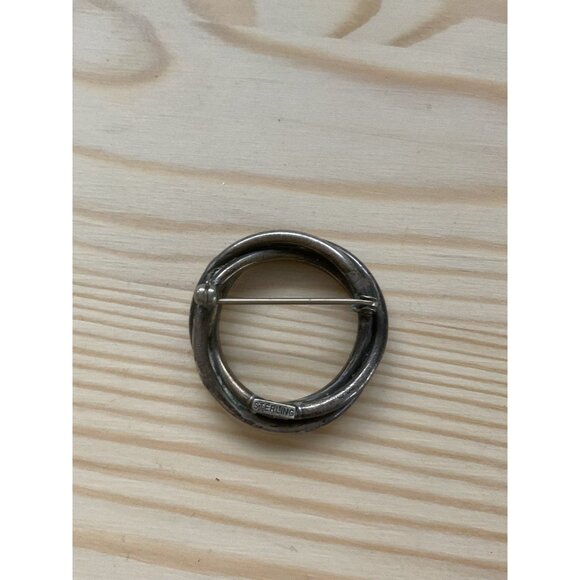 Sterling Silver Interlocking Circle Brooch Pin Jewelry - Picture 2 of 5